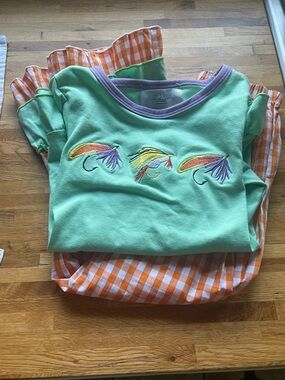 Girls fishing theme 5-6T long sleeve pant set